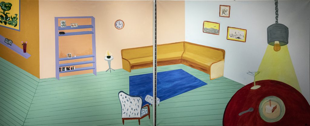 Yksinäinen huone | akryyli ja öljy kankaalle 
100 cm x 240 cm |
2025