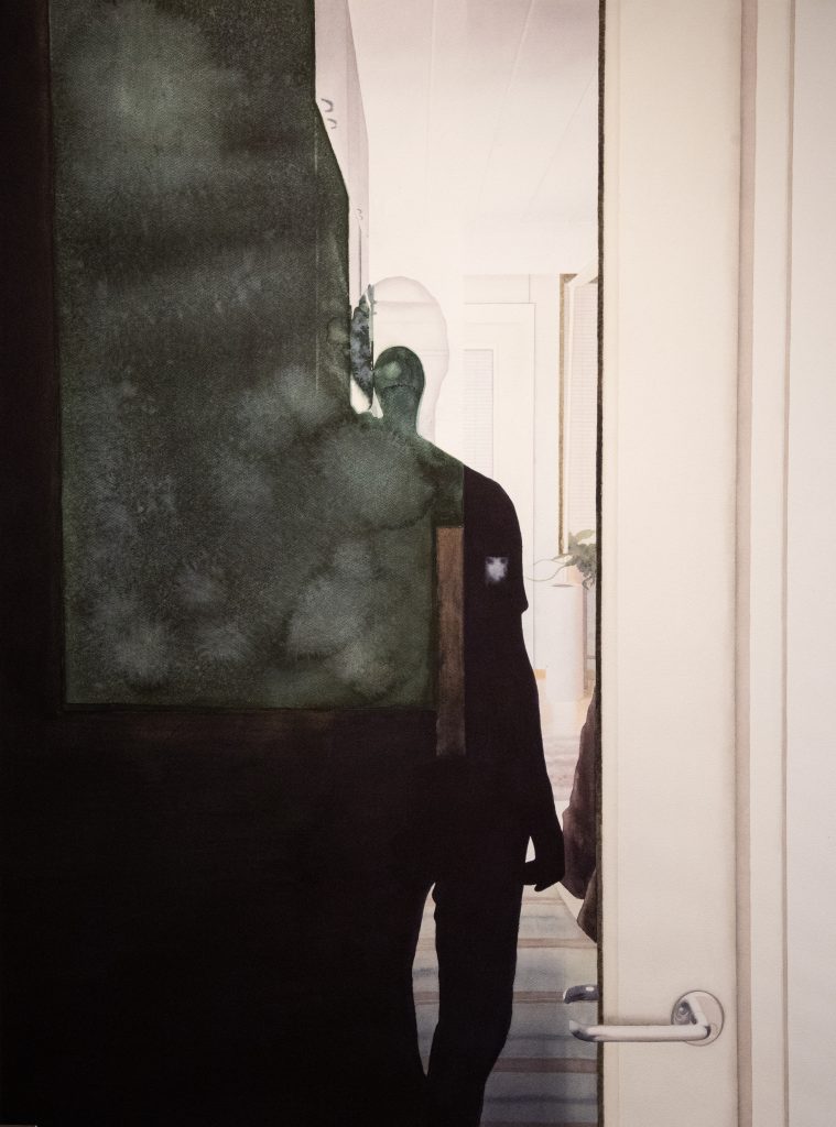 Yksin kotona | akvarelli | 87 cm x 117,5 cm | 2025 