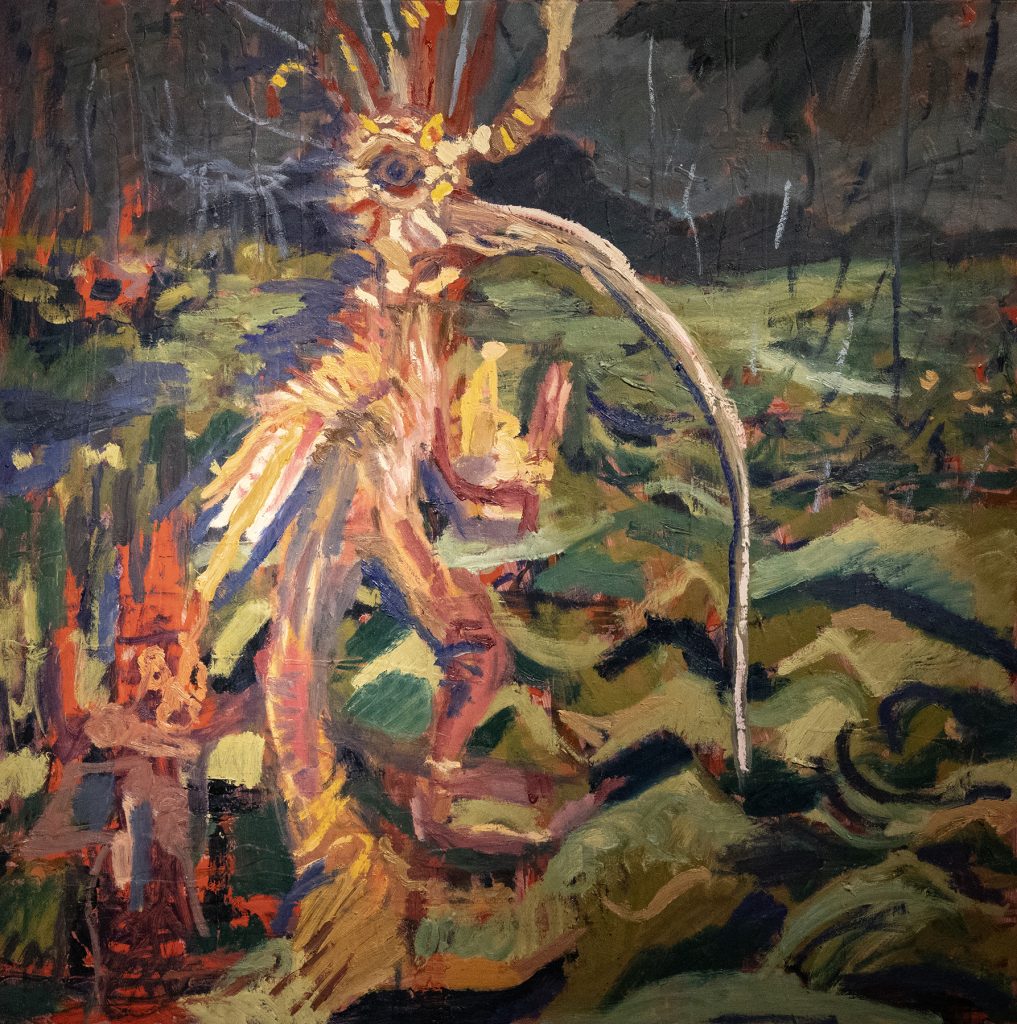Kahlaajat | sekatekniikka | 100 cm x 100 cm | 2024