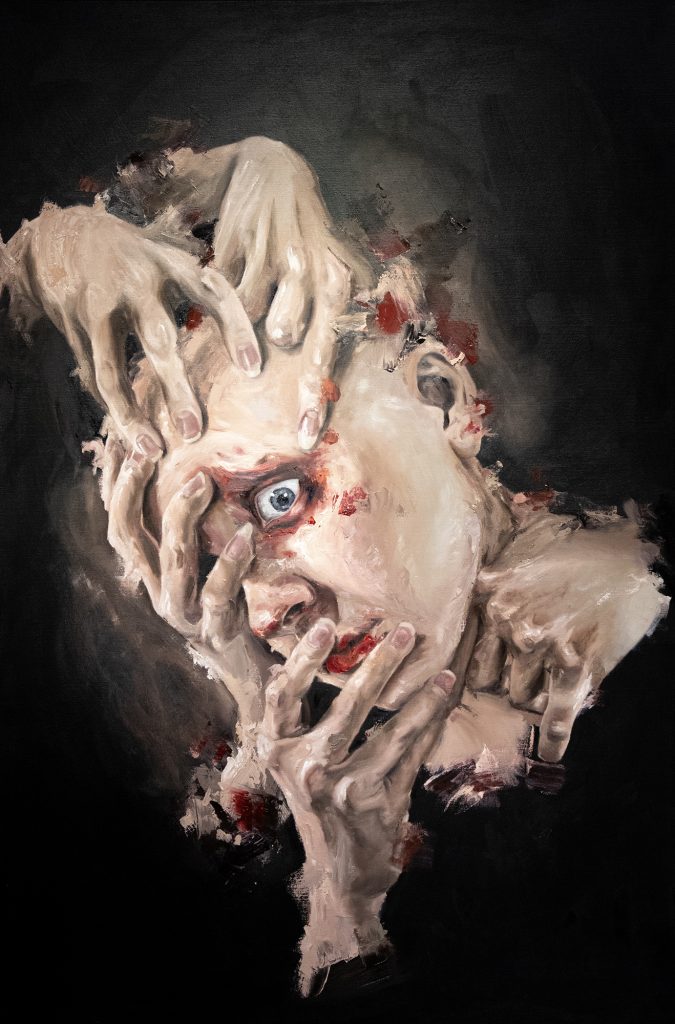 Sekasorron syleily | öljy ja akryyli kankaalle | 2 kpl x 150 cm x 100 cm | 2025