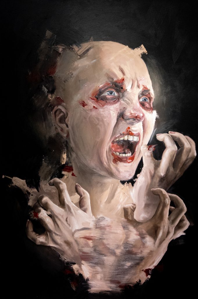 Sekasorron syleily | öljy ja akryyli kankaalle | 2 kpl x 150 cm x 100 cm | 2025